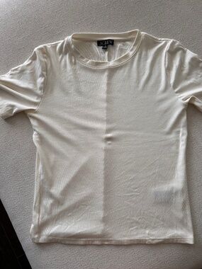 J.Crew Ladies fine ribbed top in ivory, size Medium